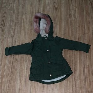 3t jacket with faux fur hood